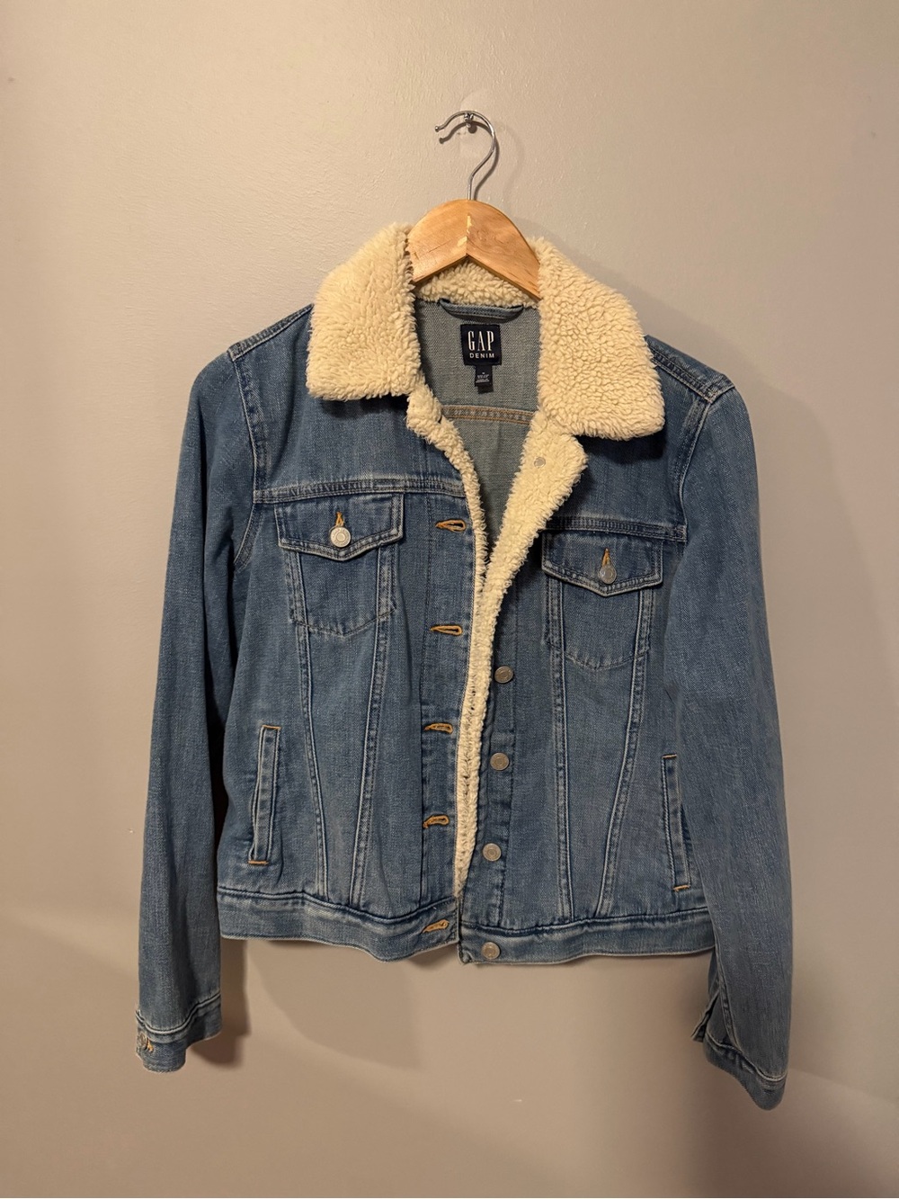 GAP Denim Jacket with Cream Sherpa Collar